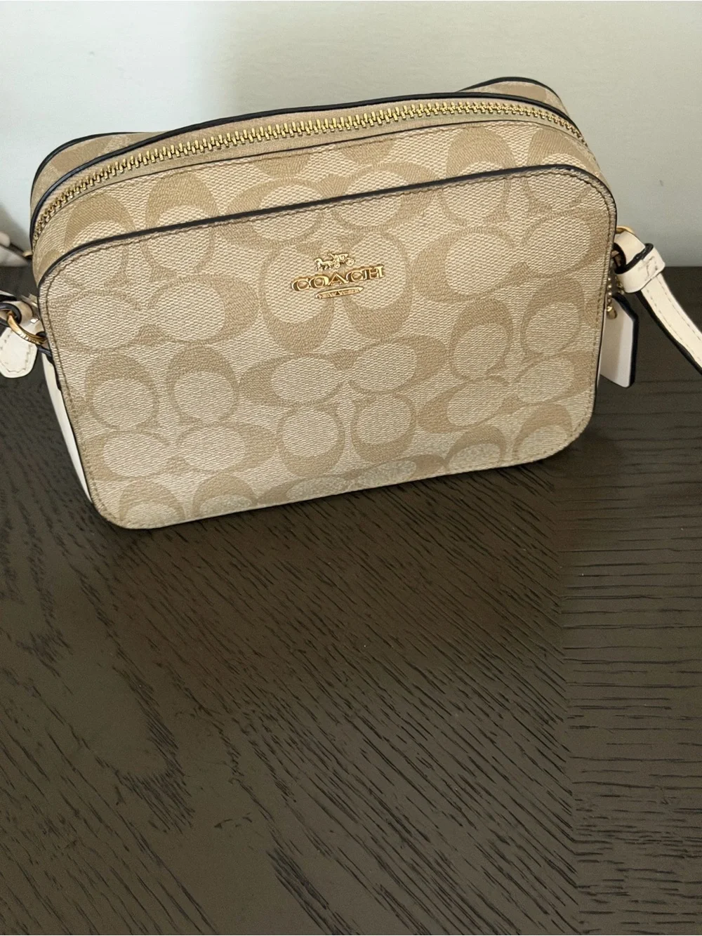 Coach Mini Camera Crossbody bag | Signature Canvas - Light Khaki/Chalk